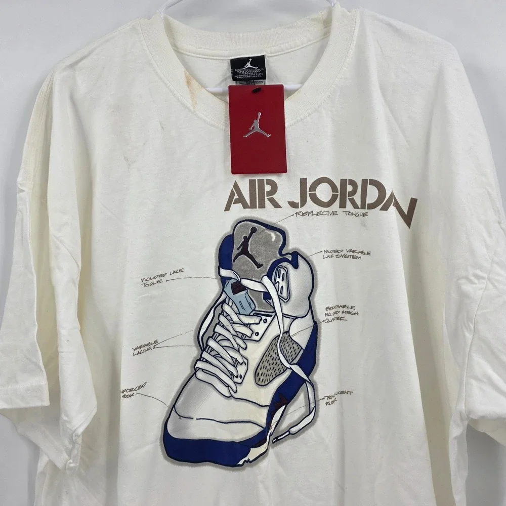 VINTAGE 90S RARE NIKE AIR JORDAN SHIRT MENS 2XL XXL SNEAKER BLUE DEADSTOCK *READ